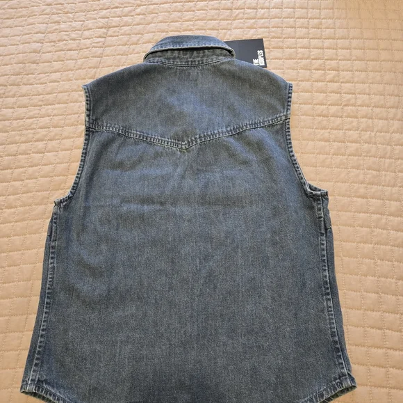 Kooples Sleeveless Denim Button-Up Shirt - Picture 6 of 7